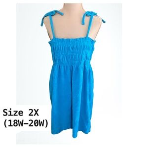 Secret Treasures Vibrant Blue Sleeveless Tie Strap TerryCloth Dress Size 2X NWOT